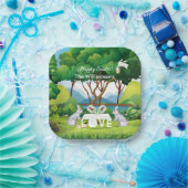 Pickleball Bunnies Fun Happy Ostername Pappteller (Party)