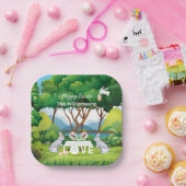 Pickleball Bunnies Fun Happy Ostername Pappteller (Party)