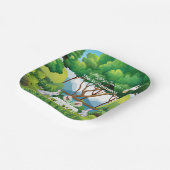 Pickleball Bunnies Fun Happy Ostername Pappteller (Gewinkelt)