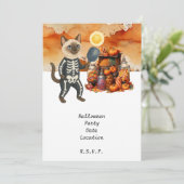 Pickleball Cat and Friends Host Halloween-Party Einladung (Stehend Vorderseite)