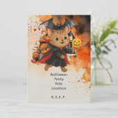 Pickleball Cat and Friends Host Halloween-Party Einladung (Stehend Vorderseite)