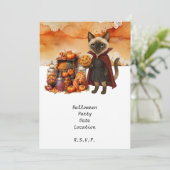 Pickleball Cat and Friends Host Halloween-Party Einladung (Stehend Vorderseite)