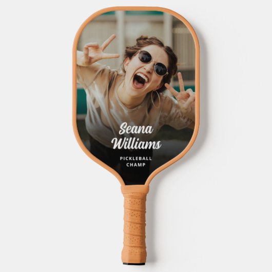 Pickleball Champ Custom Foto Personalisiert Schläger (Rückseite)