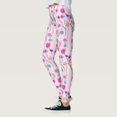 Pickleball Cherry Blossom Pink Floral Muster Leggings (Links)