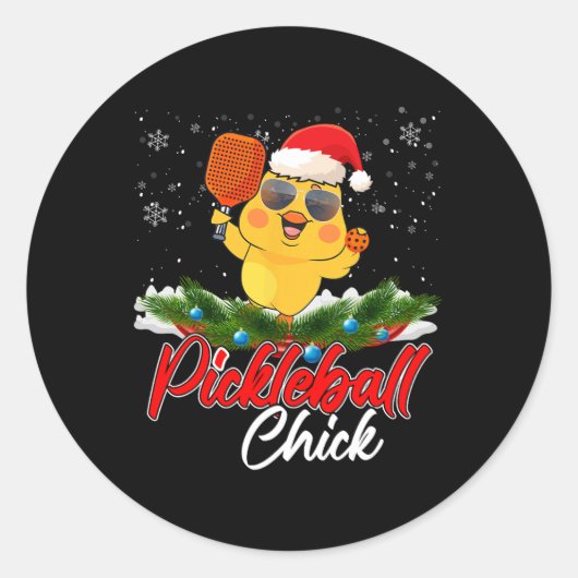 Pickleball Chick Funny Weihnachtsmannmütze Sungle  Runder Aufkleber (Vorderseite)