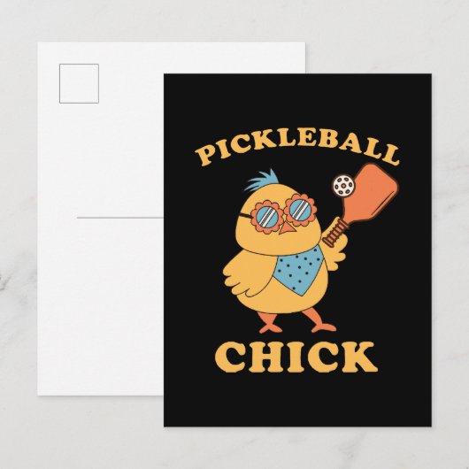 Pickleball Chick - Retro Einladungspostkarte (Vorne/Hinten)
