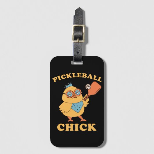 Pickleball Chick - Retro Gepäckanhänger (Vorderseite Vertikal)
