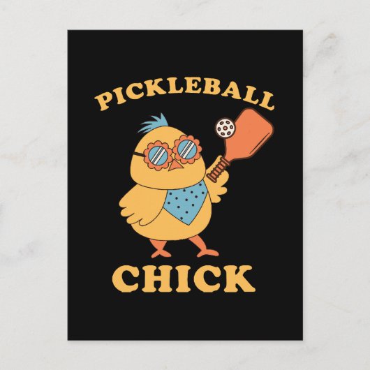 Pickleball Chick - Retro Postkarte (Vorderseite)