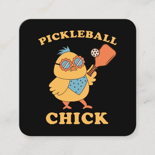 Pickleball Chick - Retro Quadratische Visitenkarte (Vorderseite)