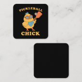 Pickleball Chick - Retro Quadratische Visitenkarte (Vorne/Hinten)