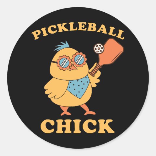 Pickleball Chick - Retro Runder Aufkleber (Vorderseite)