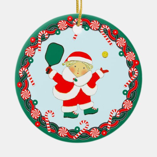 Pickleball Christmas Collectin Keramik Ornament (Vorne)