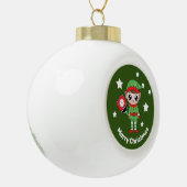 Pickleball Christmas Elf Keramik Kugel-Ornament (Links)
