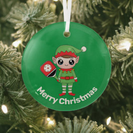 Pickleball Christmas Elf Ornament Aus Glas