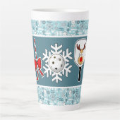 Pickleball Christmas Joy Blue und White Snowballs Milchtasse (Vorderseite)
