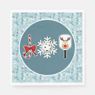 Pickleball Christmas Joy Blue und White Snowballs Serviette
