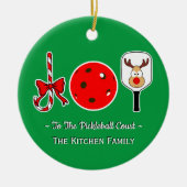 Pickleball Christmas Joy Candy Cane Paddle Ball Keramik Ornament (Vorne)