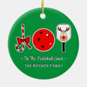 Pickleball Christmas Joy Candy Cane Paddle Ball Keramik Ornament (Hinten)