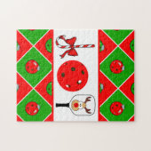 Pickleball Christmas Joy Candy Cane Paddles Ball Puzzle (Horizontal)