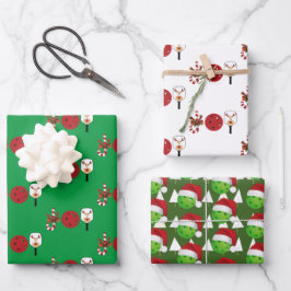 Pickleball Christmas Joy, Candy Cane, Reindeer Geschenkpapier Set