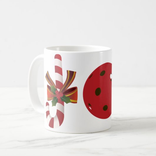 Pickleball Christmas Joy, Candy Cane, Reindeer Kaffeetasse (Vorderseite Links)