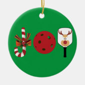 Pickleball Christmas Joy, Candy Cane, Reindeer Keramik Ornament (Vorne)