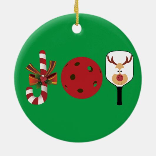Pickleball Christmas Joy, Candy Cane, Reindeer Keramik Ornament (Hinten)