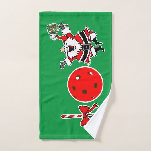 Pickleball Christmas Joy Candy Cane Santa Green Handtuch (Handtuch)
