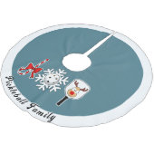 Pickleball Christmas Joy Reindeer Blue und White Polyester Weihnachtsbaumdecke (Schrägansicht)
