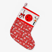 Pickleball Christmas Joy Reindeer Red and White Kleiner Weihnachtsstrumpf (Vorderansicht (hängend))