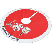 Pickleball Christmas Joy Reindeer Red and White Polyester Weihnachtsbaumdecke (Schrägansicht)