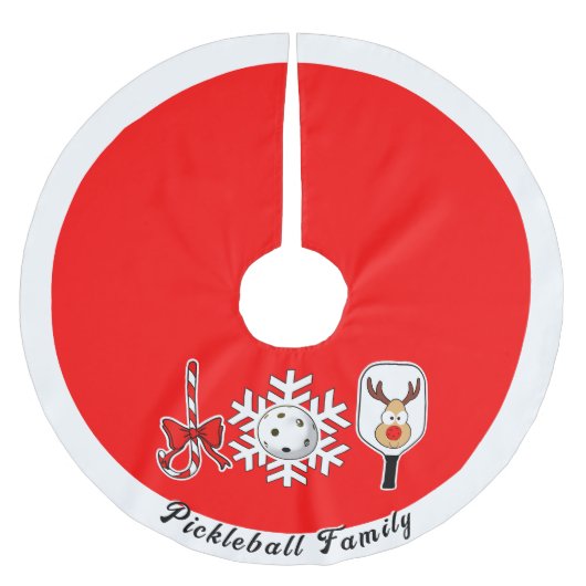 Pickleball Christmas Joy Reindeer Red and White Polyester Weihnachtsbaumdecke (Vorderseite)