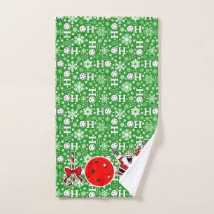 Pickleball Christmas Joy Santa Ho Ho Ho Green Handtuch