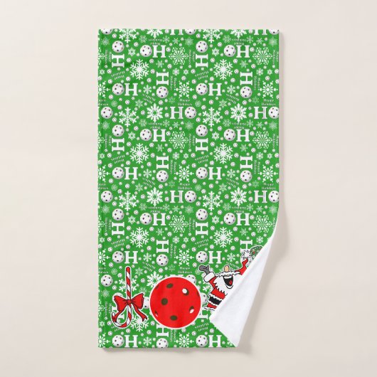 Pickleball Christmas Joy Santa Ho Ho Ho Green Handtuch (Handtuch)