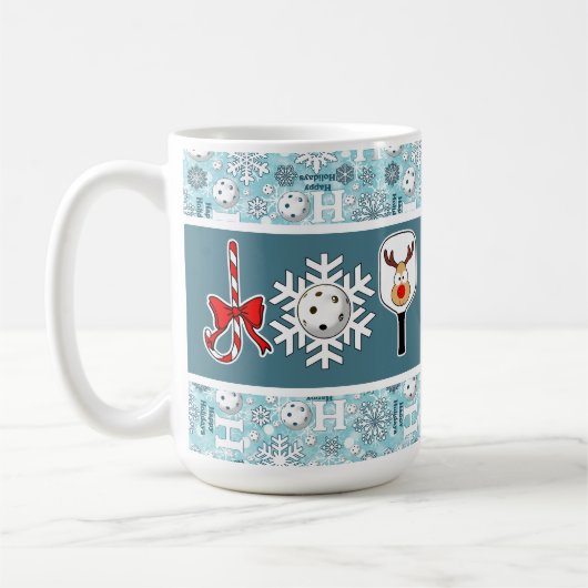 Pickleball Christmas Joy Santa Ho Ho Ho Ho Snowbal Kaffeetasse (Links)