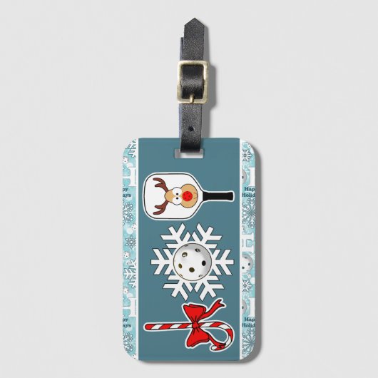 Pickleball Christmas Joy Snowflake Blue and White Gepäckanhänger (Vorderseite Vertikal)