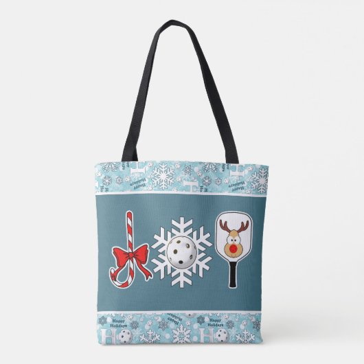 Pickleball Christmas Joy Snowflake Blue and White Tasche (Rückseite)