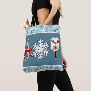Pickleball Christmas Joy Snowflake Blue and White Tasche