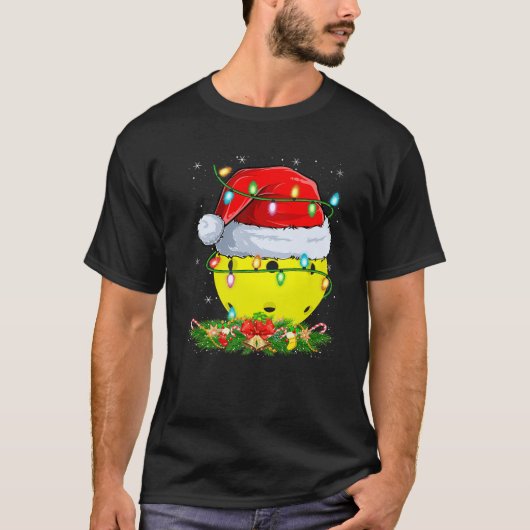 Pickleball Christmas Lights Funny Pickleball Playe T-Shirt (Vorderseite)