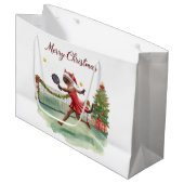 Pickleball Christmas Party Design Merry Christmas Große Geschenktüte (Vorderseite Schrägansicht)