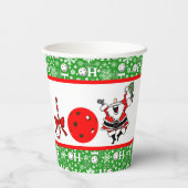 Pickleball Christmas Party Joy Santa Red und Green Pappbecher (Rückseite)