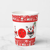 Pickleball Christmas Party Joy Santa Red und White Pappbecher (Rückseite)