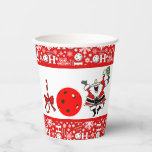 Pickleball Christmas Party Joy Santa Red und White Pappbecher<br><div class="desc">Die Weihnachtsfreude wird mit einem Bonbons,  einem roten Pickleball und einem fröhlichen Weihnachtsmann mit einem Paddel geschrieben. Spaß pflückt Weihnachtsgeschenke oder -geschenke für sich selbst,  deinen pickleball liebenden Freund,  Mama,  Papa,  Onkel,  Tante,  Bruder,  Schwester,  Nachbarin,  Opa,  Großmutter oder Arbeitsfreund,  der nicht aufhören wird,  über Pickleball zu reden.</div>