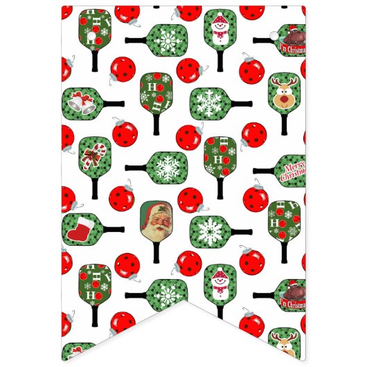 Pickleball Christmas Party Red and Green Xmas Wimpelkette (Zweite Fahne)