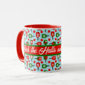 Pickleball Christmas Red Green Blue Snowflakes Tasse (Vorderseite Links)