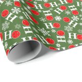 Pickleball Christmas Red Green Ho Ho Ho Ho Schneef Geschenkpapier (Rolleneckpunkt)