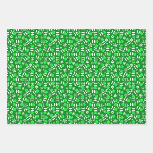 Pickleball Christmas Red Green Snowflake Ho Ho Geschenkpapier Set (Vorderseite 3)