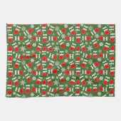 Pickleball Christmas Red Green Snowflakes Ho Ho Ho Geschirrtuch (Horizontal)