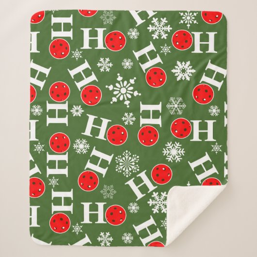 Pickleball Christmas Red Green Snowflakes Ho Ho Ho Sherpadecke (Vorderseite)