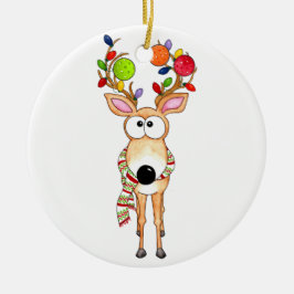 Pickleball Christmas Reindeer Keramik Ornament